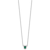 14k White Gold 1/2 carat Lab Grown Diamond VS/SI+ G+ and Created Emerald Complete Three Stone 16 inch Necklace